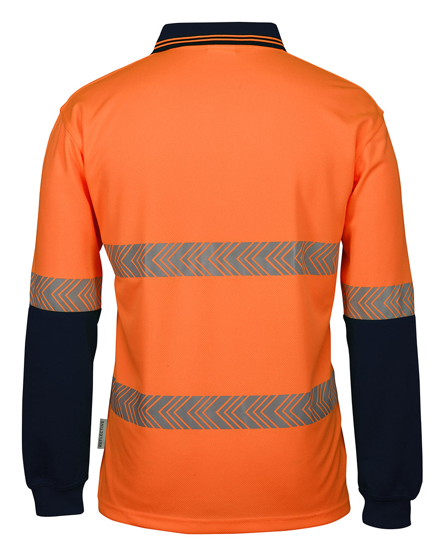JB's Hi Vis L/S Segmented Tape Polo - Orange/Navy - Back