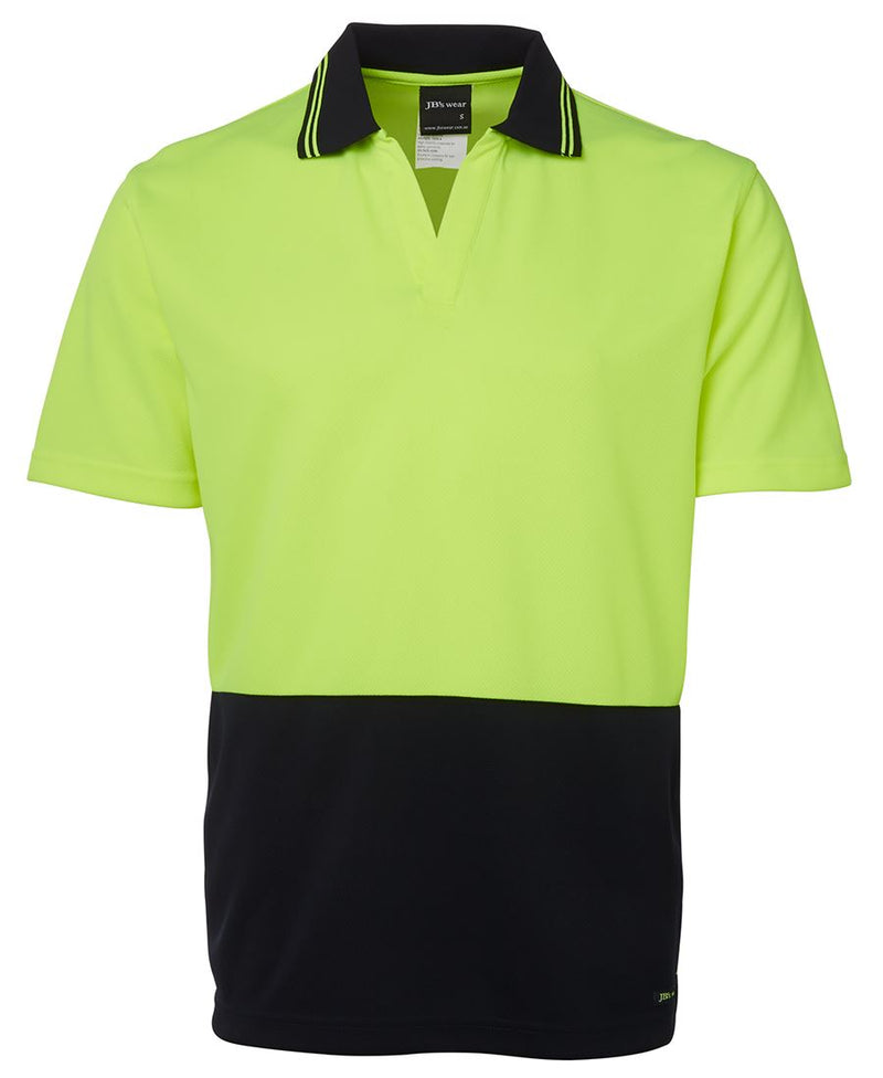 JB's Hi Vis S/S Non Button Polo - Lime/Navy - Front