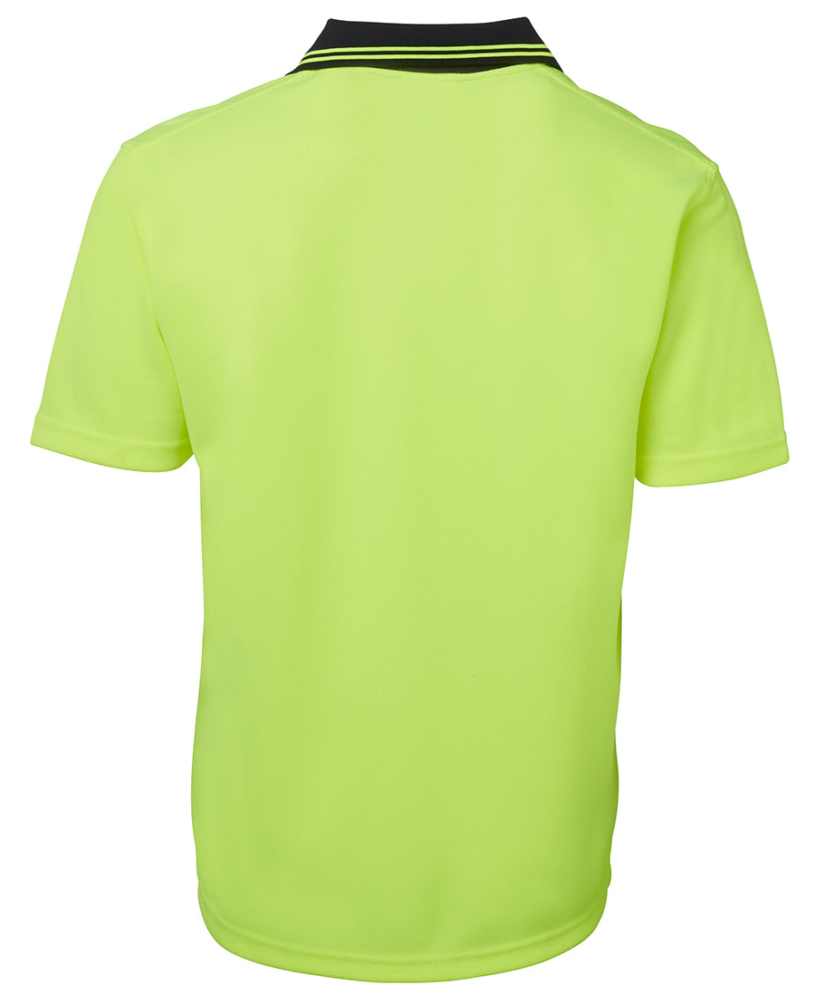JB's Hi Vis S/S Non Button Polo - Lime/Navy - Back