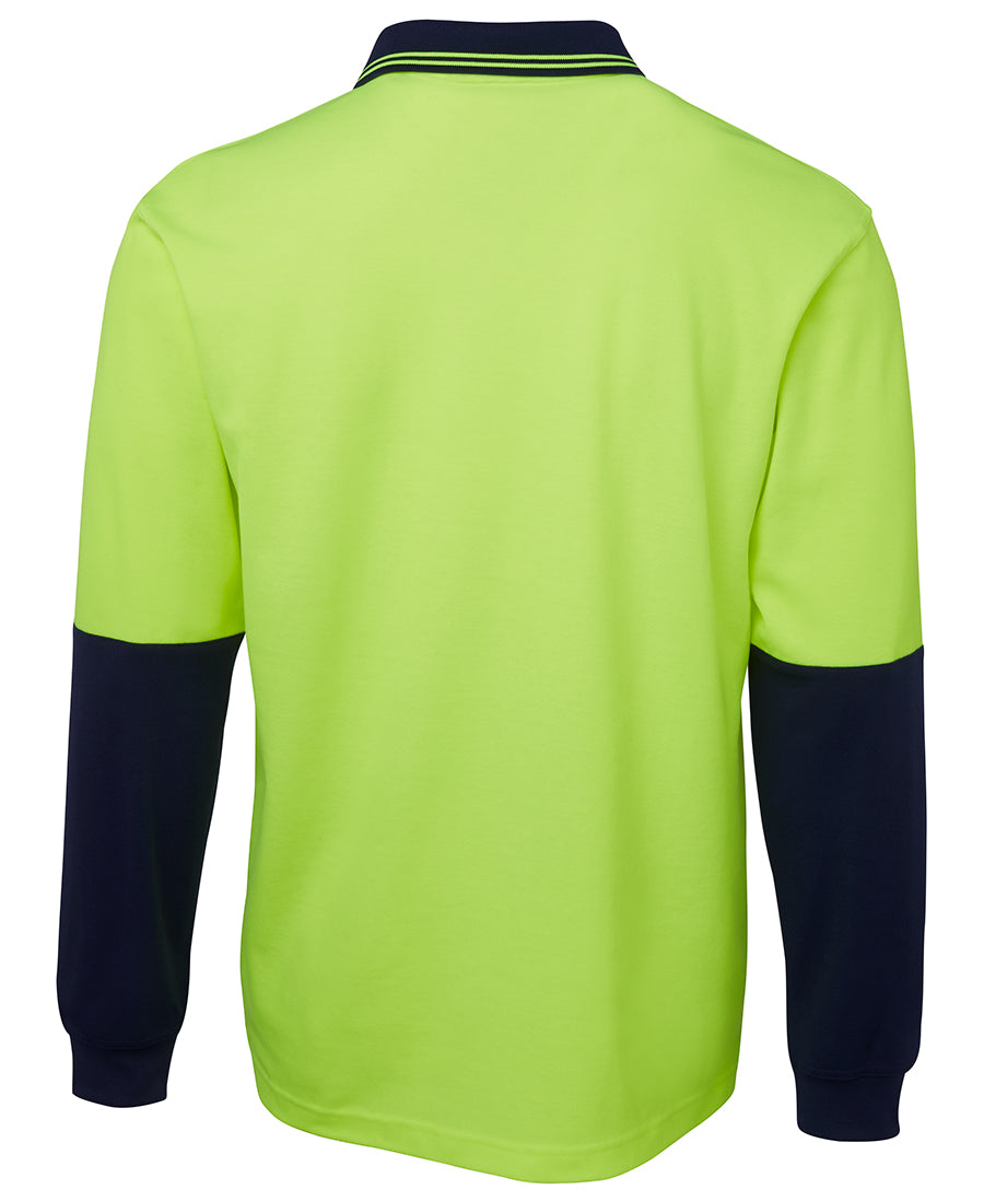 JB's Hi Vis L/S Cotton Back Polo - Lime/Navy - Back