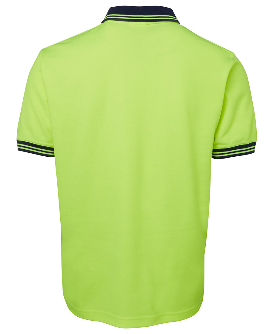 JB's Hi Vis S/S Cotton Back Polo - Lime/Navy - Back
