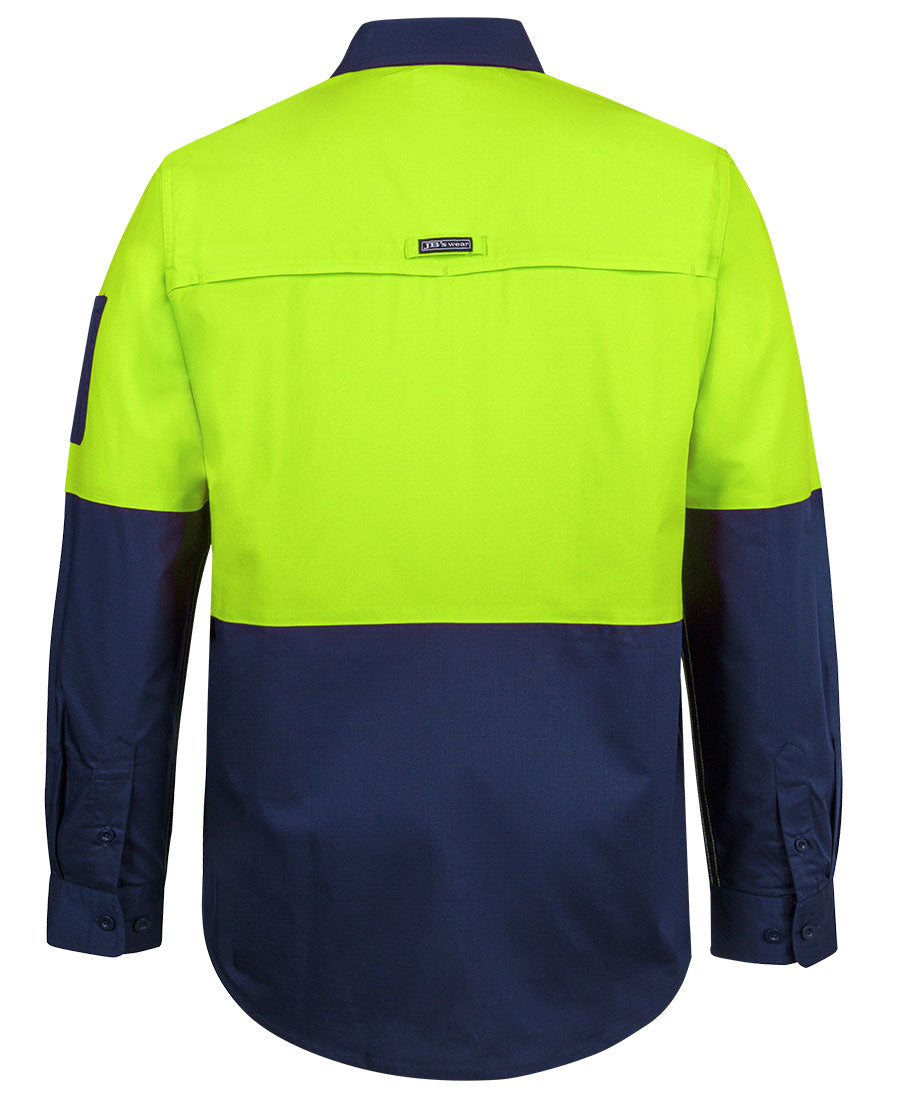 JB's Hi VIs Class F Ripstop L/S Work Shirt - Lime/Navy - Back
