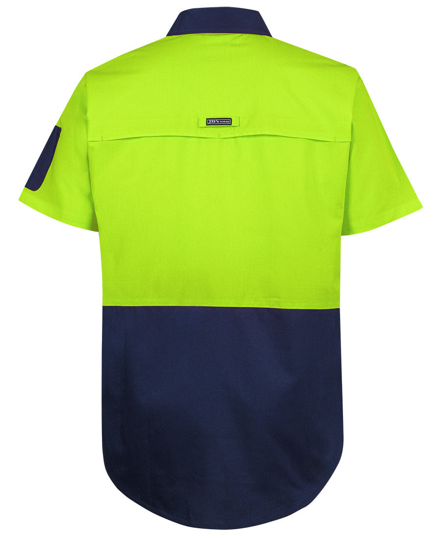 JB's Hi Vis Class F Ripstop S/S Work Shirt - Lime/Navy - Back