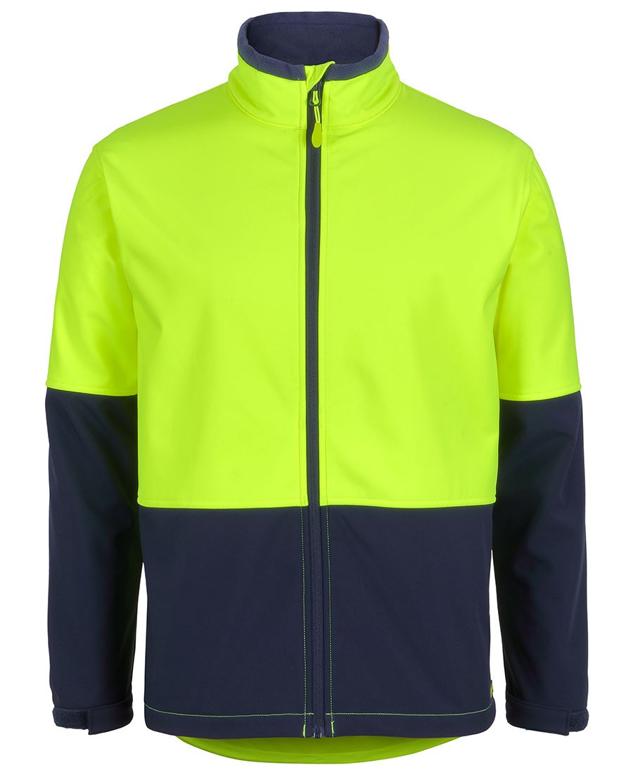JB's Hi Vis Three Layer Softshell Jacket - Lime/Navy - Front