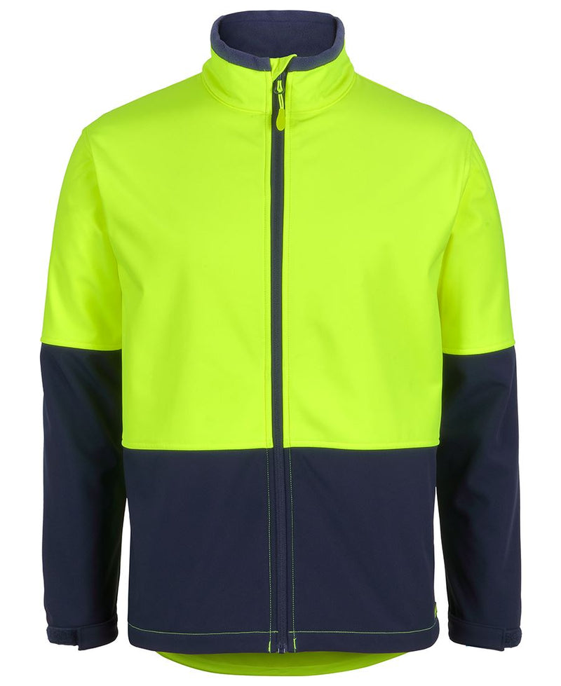 JB's Hi Vis Three Layer Softshell Jacket - Lime/Navy - Front
