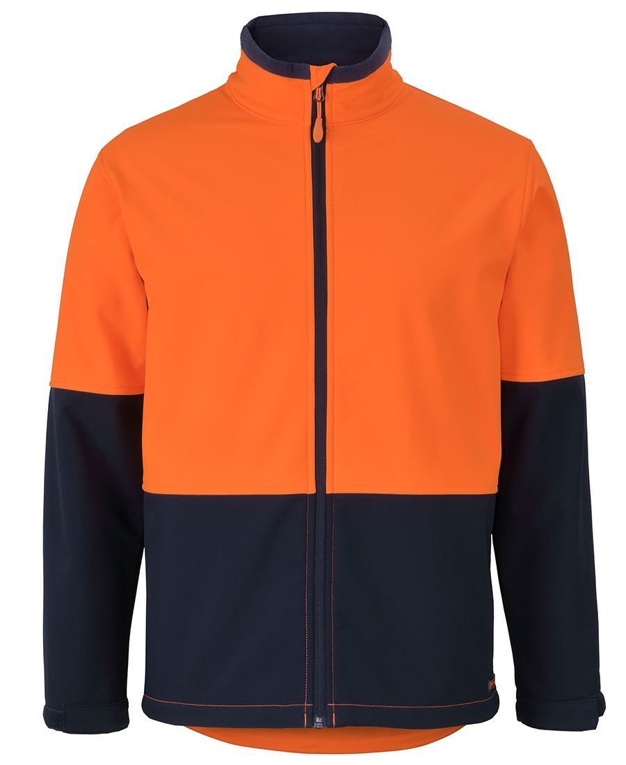 JB's Hi Vis Three Layer Softshell Jacket - Orange/Navy - Front