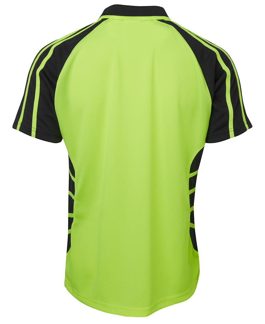 JB's Hi Vis S/S Spider Polo - Lime/Black - Back