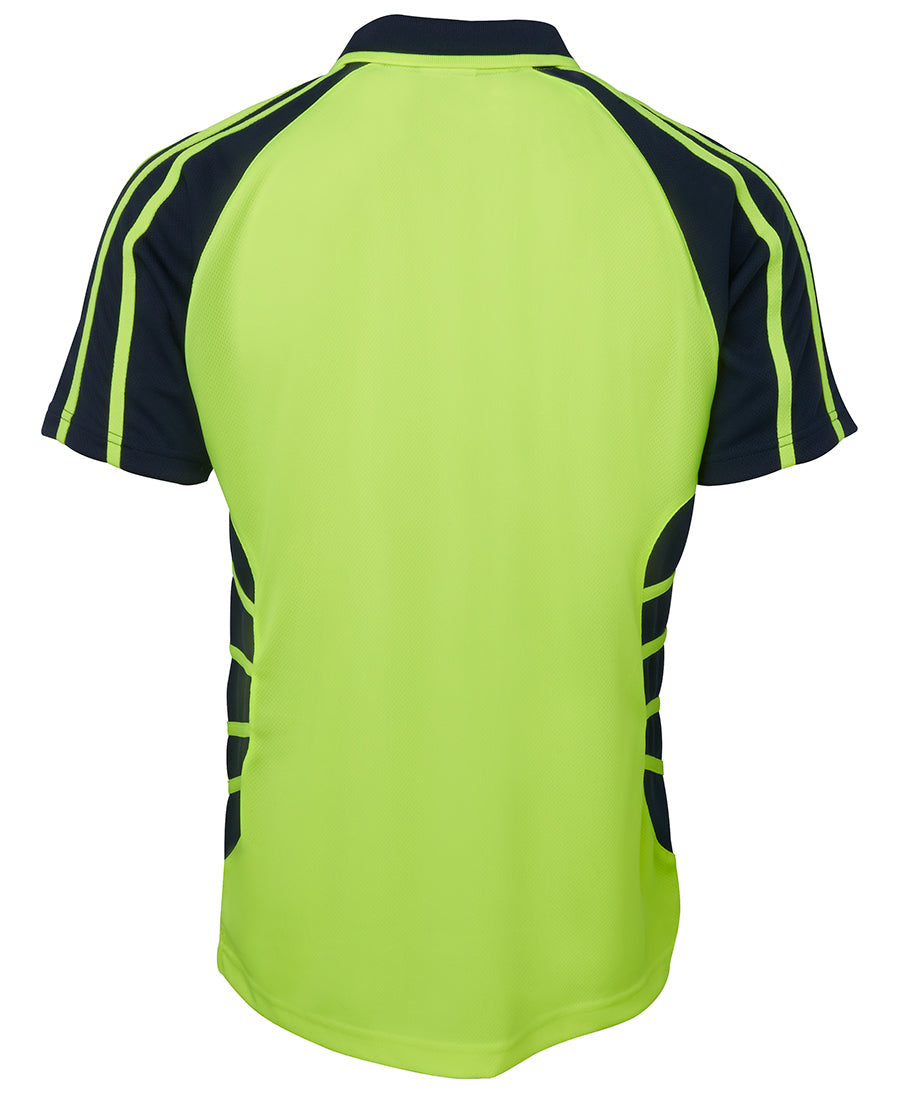 JB's Hi Vis S/S Spider Polo - Lime/Navy - Back