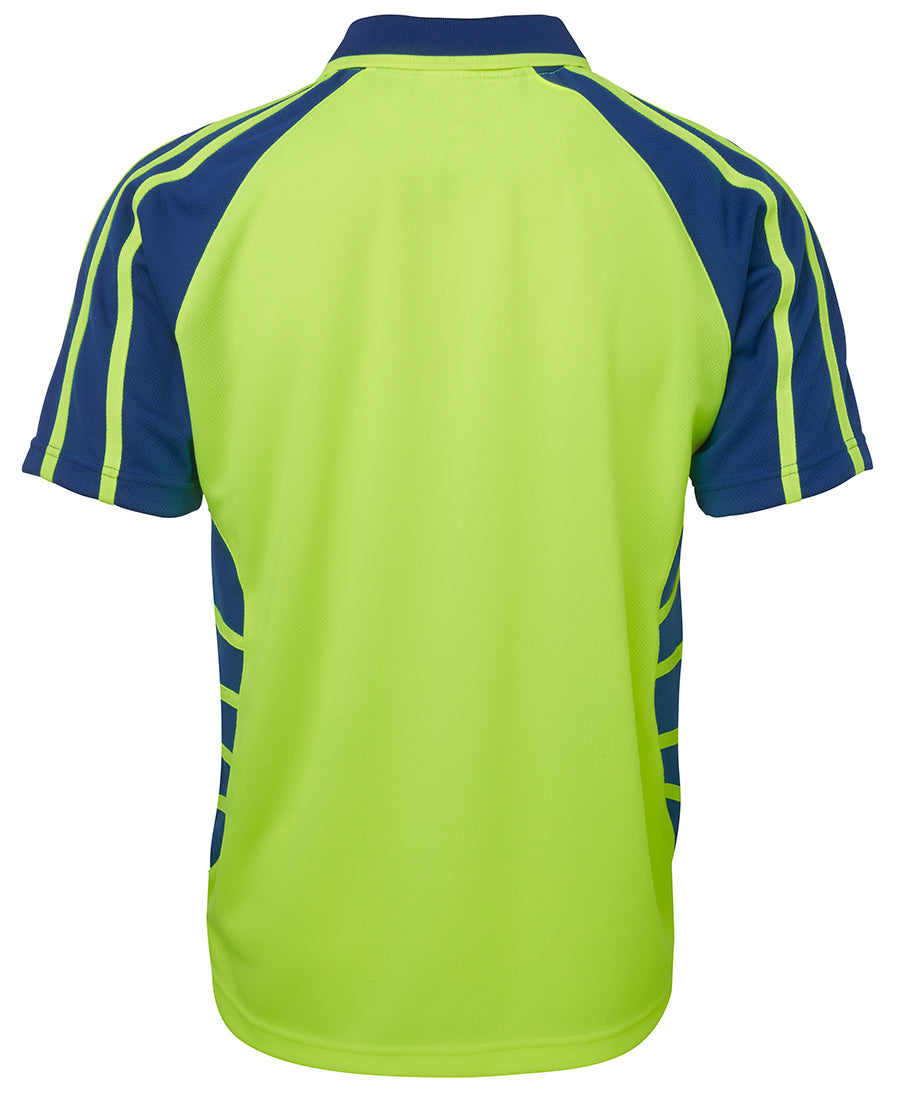 JB's Hi Vis S/S Spider Polo - Lime/Royal - Back