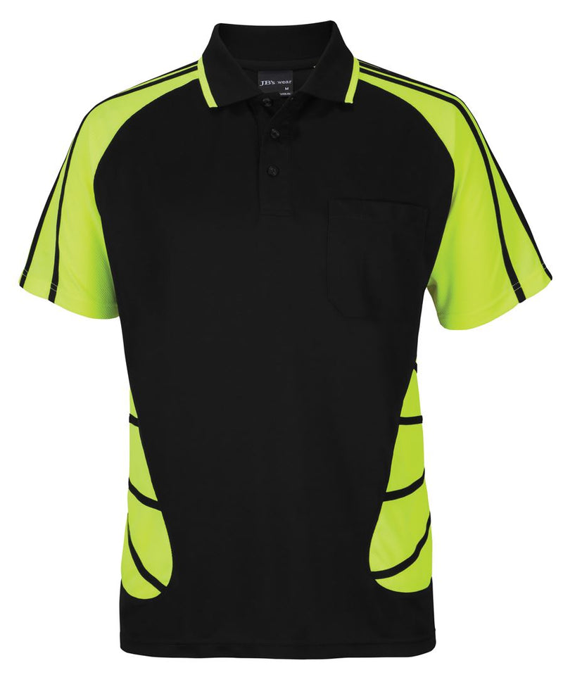JB's Street Spider Polo - Black/Lime - Front