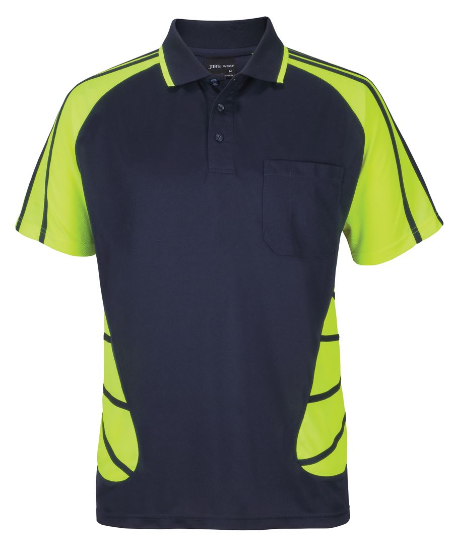 JB's Street Spider Polo - Navy/Lime - Front