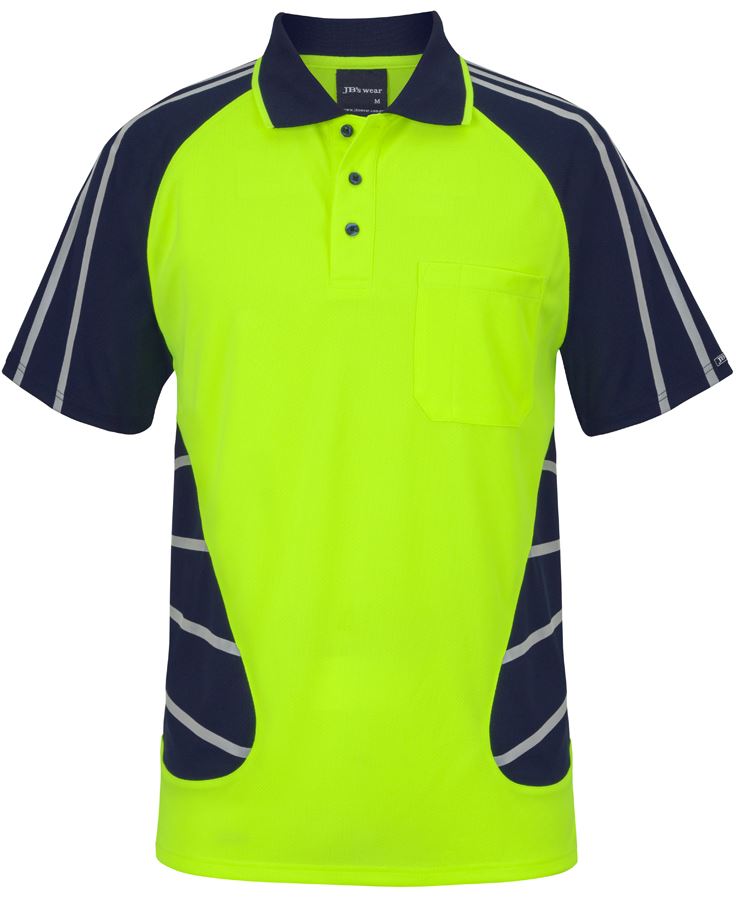 JB's Street Spider Polo with Reflective Stripes - Lime/Navy - Front