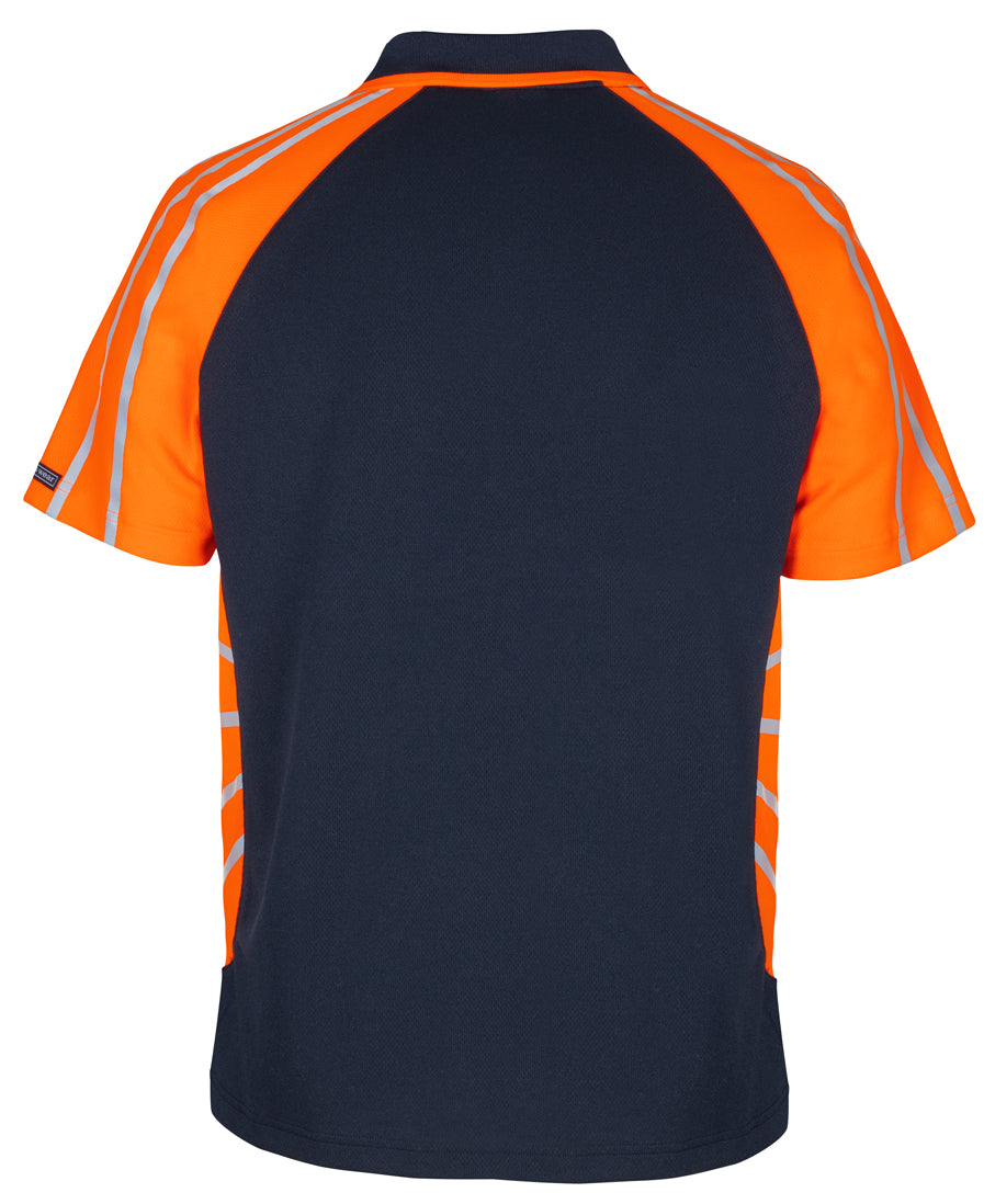 JB's Street Spider Polo with Reflective Stripes - Navy/Orange - Back