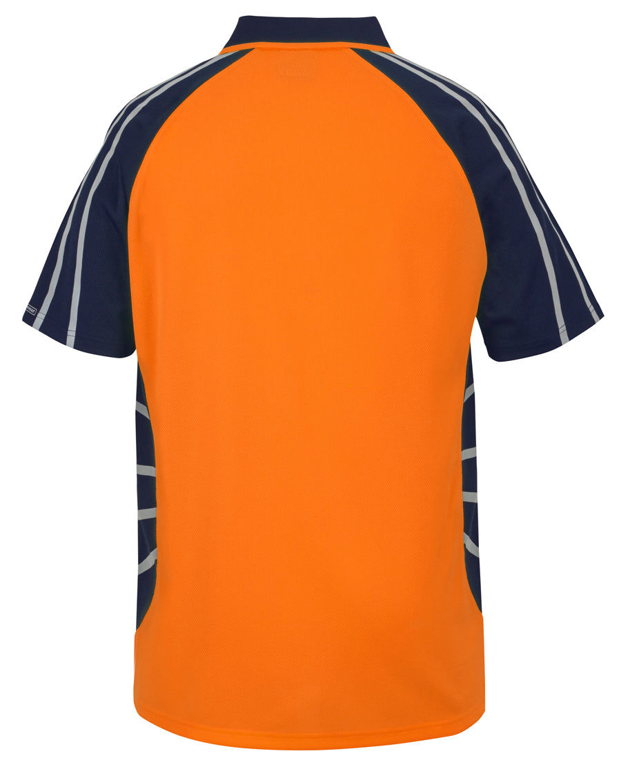 JB's Street Spider Polo with Reflective Stripes - Orange/Navy - Back
