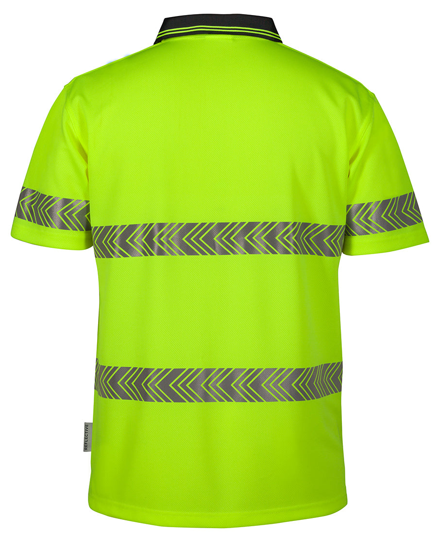 JB'S Hi Vis S/S Segmented Tape Polo - Lime/Navy - Back