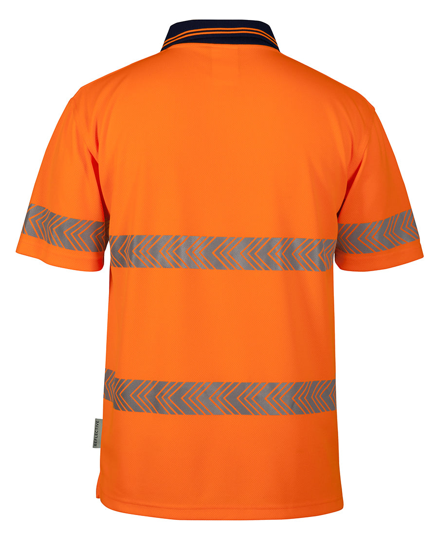 JB'S Hi Vis S/S Segmented Tape Polo - Orange/Navy - Back
