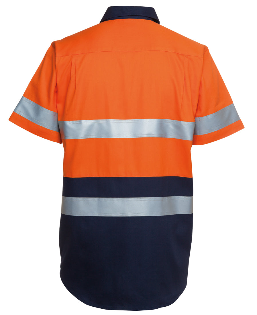 JB'S Hi Vis S/S (D+N) 190G Work Shirt - Orange/Navy - Back