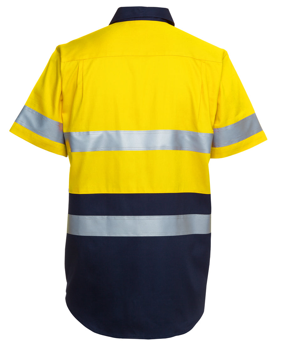 JB'S Hi Vis S/S (D+N) 190G Work Shirt - Yellow/Navy - Back