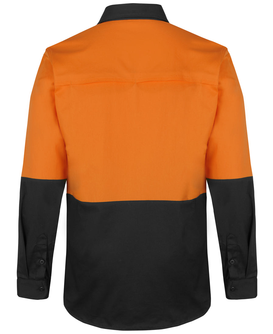 JB'S Hi Vis L/S Stretch Work Shirt - Orange/Black - Back