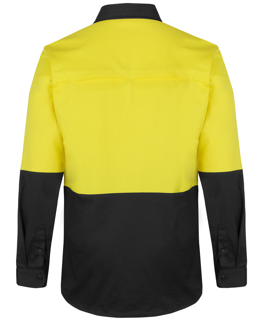 JB'S Hi Vis L/S Stretch Work Shirt - Yellow/Black - Back