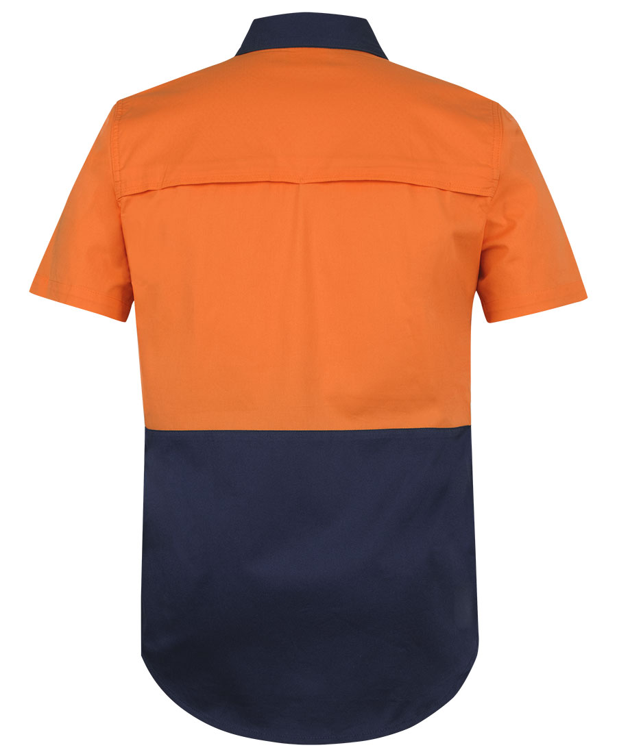JB's Hi Vis S/S Stretch Work Shirt - Orange/Navy - Back
