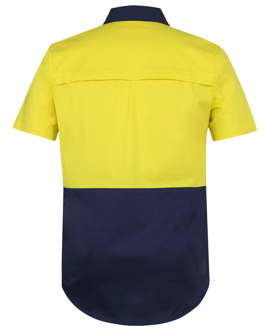 JB's Hi Vis S/S Stretch Work Shirt - Yellow/Navy - Back