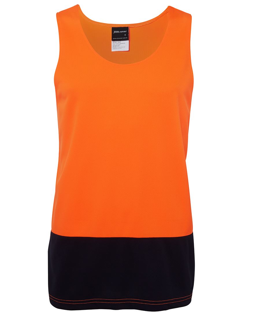 JB's Hi Vis Traditional Singlet - Orange/Navy - Front