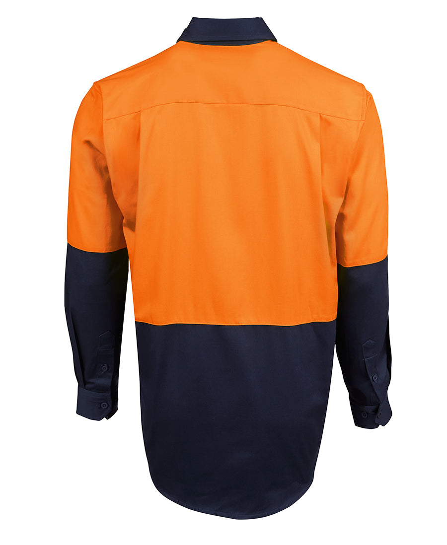JB's Hi Vis Close Front L/S 190g Work Shirt - Orange/Navy - Back