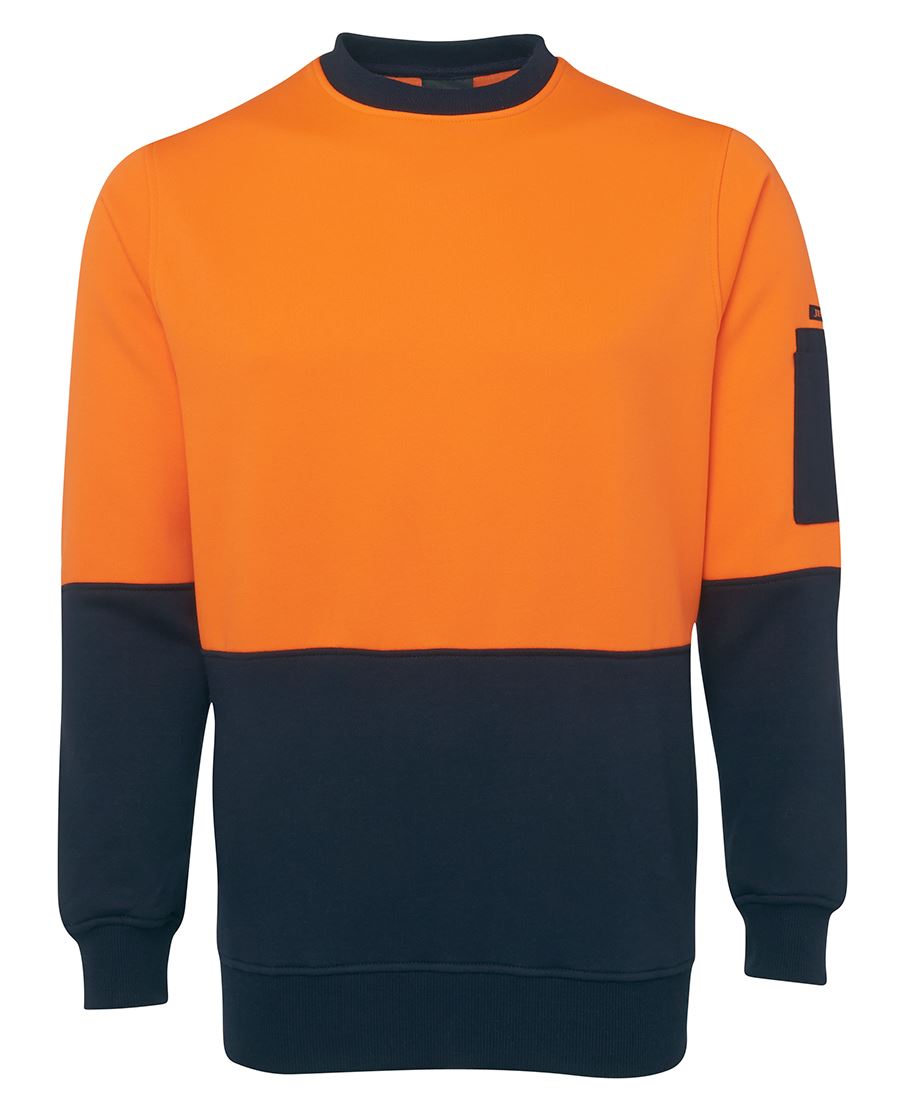 JB's Hi Vis Fleecy Crew - Orange/Navy - Front