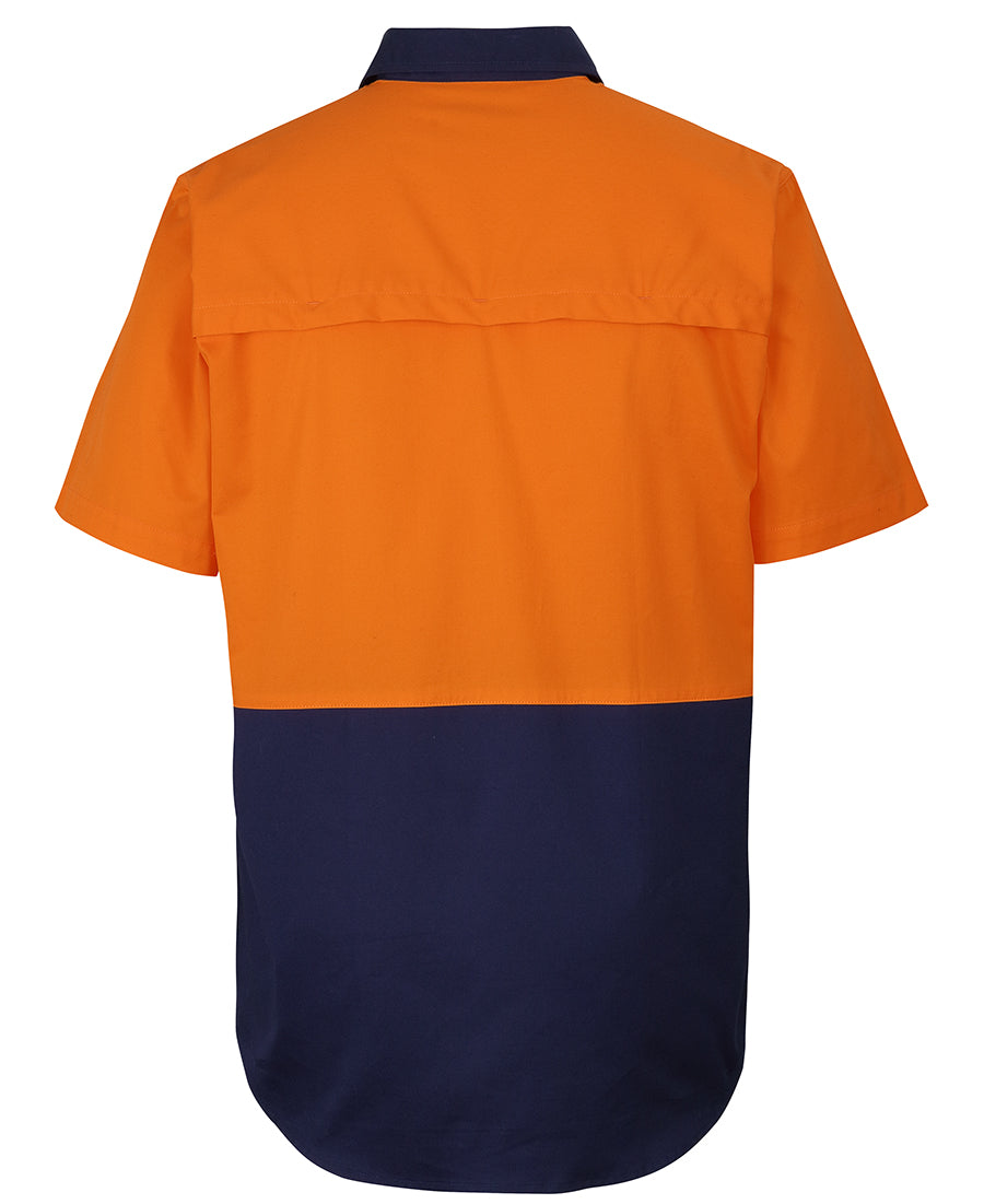 JB's Hi Vis Close Front S/S 150g Work Shirt - Orange/Navy - Back
