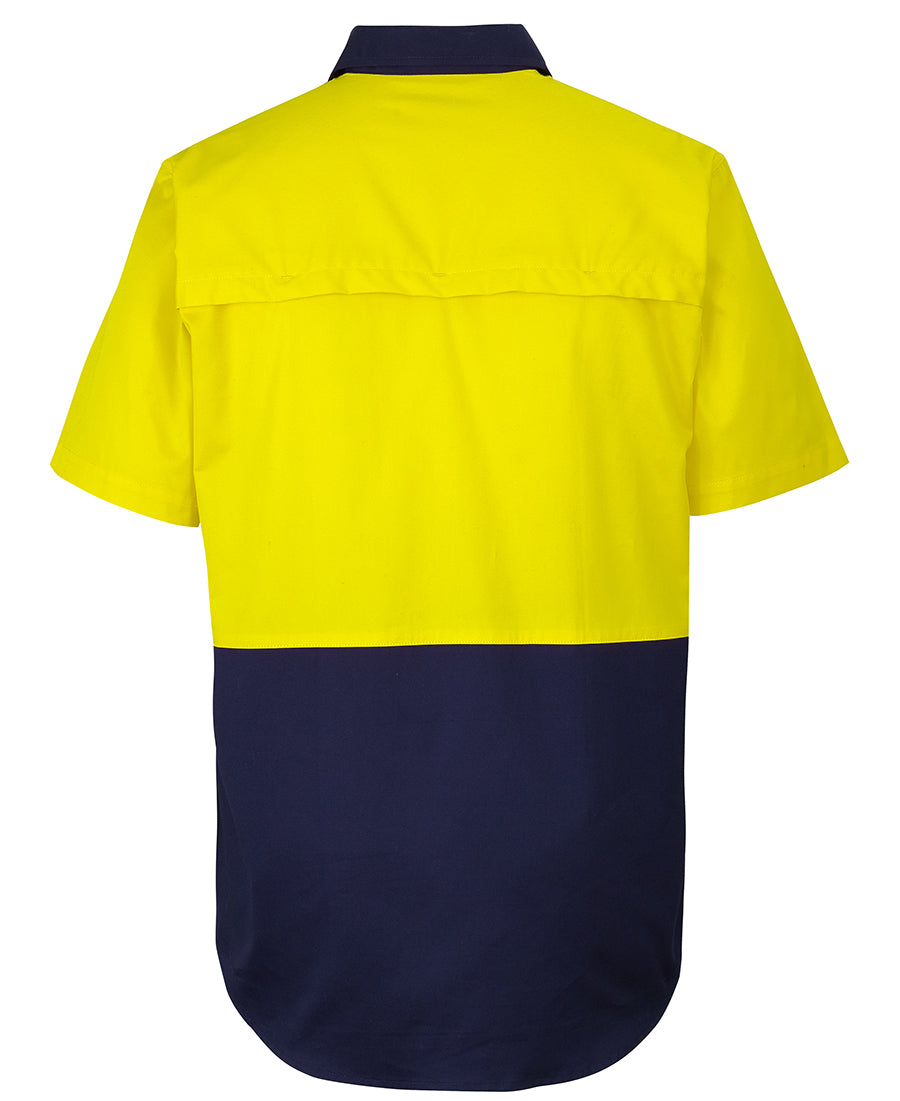 JB's Hi Vis Close Front S/S 150g Work Shirt - Yellow/Navy - Back