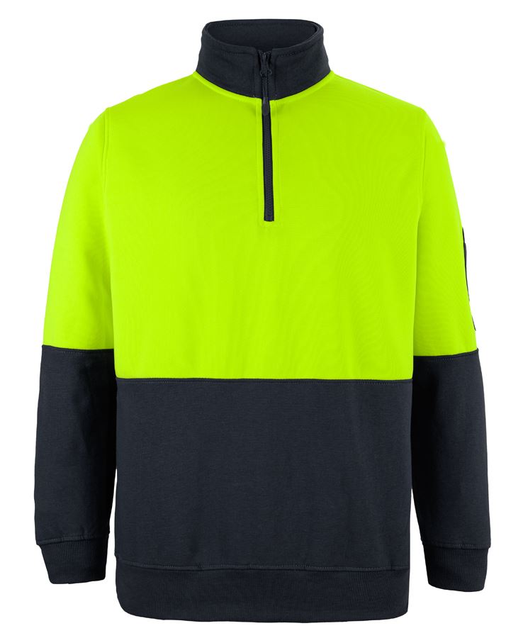 JB's Hi Vis 1/2 Zip Fleecy - Lime/Black - Front