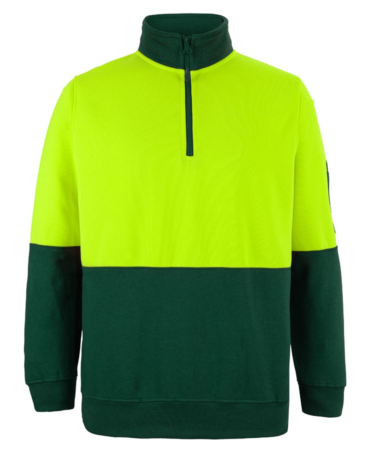 JB's Hi Vis 1/2 Zip Fleecy - Lime/Bottle - Front