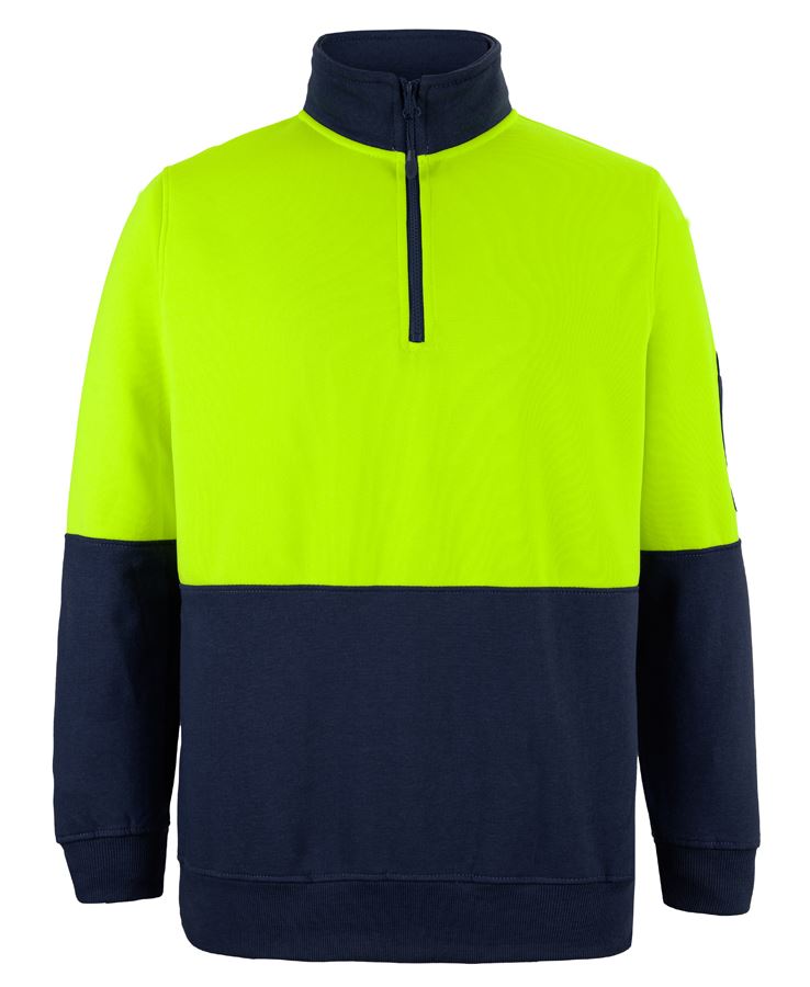 JB's Hi Vis 1/2 Zip Fleecy - Lime/Navy - Front