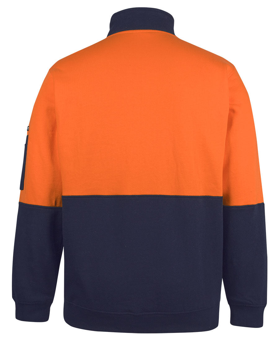 JB's Hi Vis 310 Cotton 1/2 Zip Fleece - Orange/Navy - Back