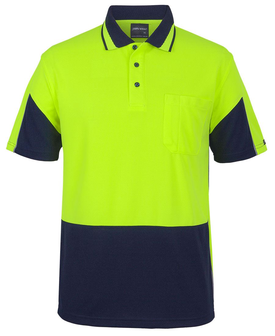JB's Hi Vis S/S Gap Polo - Lime/Navy - Front