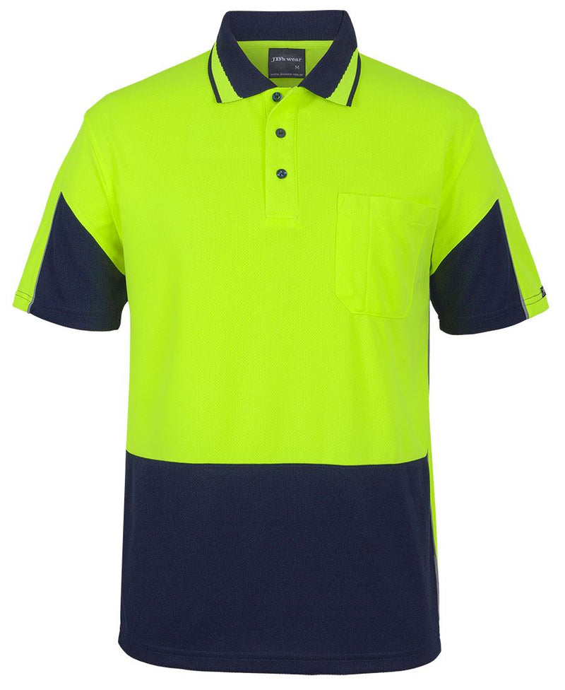 JB's Hi Vis S/S Gap Polo - Lime/Navy - Front