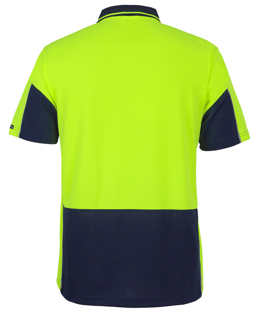 JB's Hi Vis S/S Gap Polo - Lime/Navy - Back