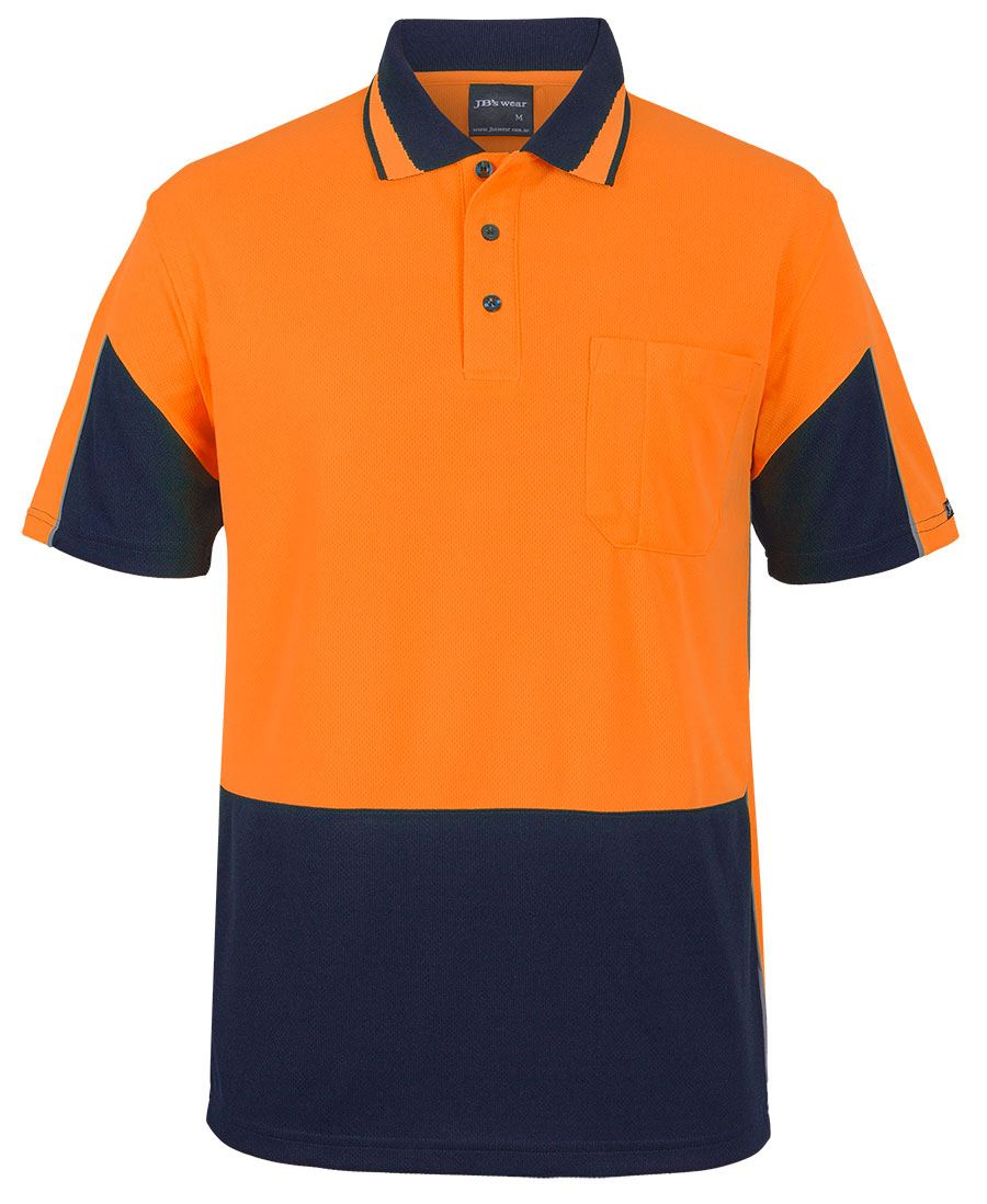 JB's Hi Vis S/S Gap Polo - Orange/Navy - Front