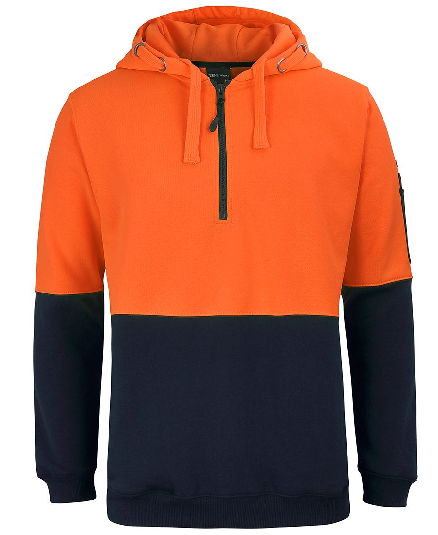 JB's Hi Vis 1/2 Zip Hoodie - Orange/Navy - Front