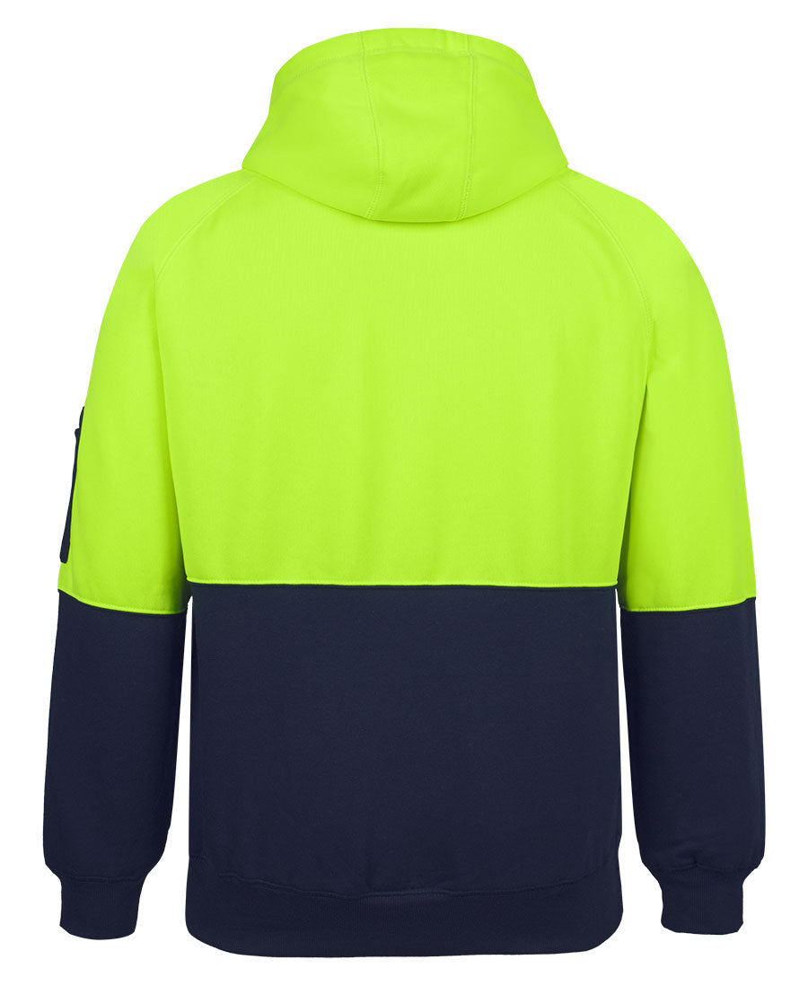 JB's Hi Vis Full Zip Fleecy Hoodie - Lime/Navy - Back