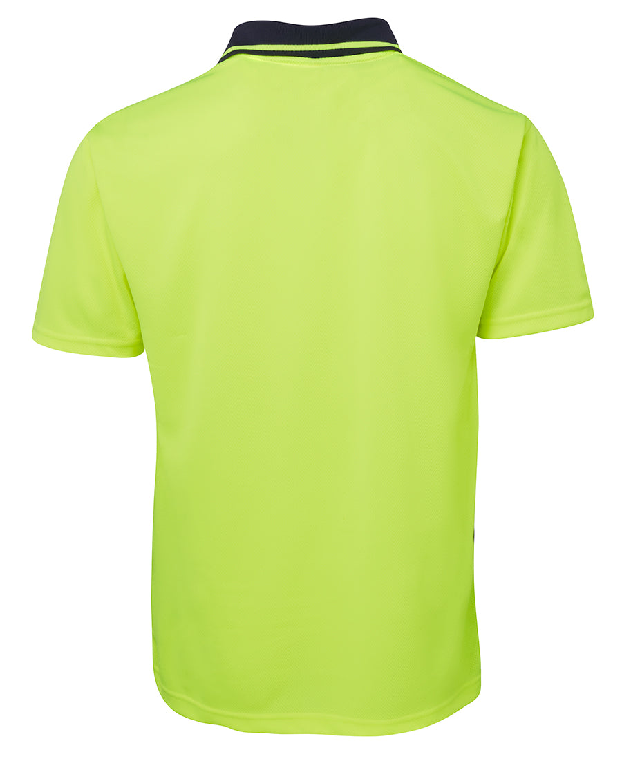 JB's Adults and Kids Hi Vis Non Cuff Traditional Polo - Lime/Navy - Back