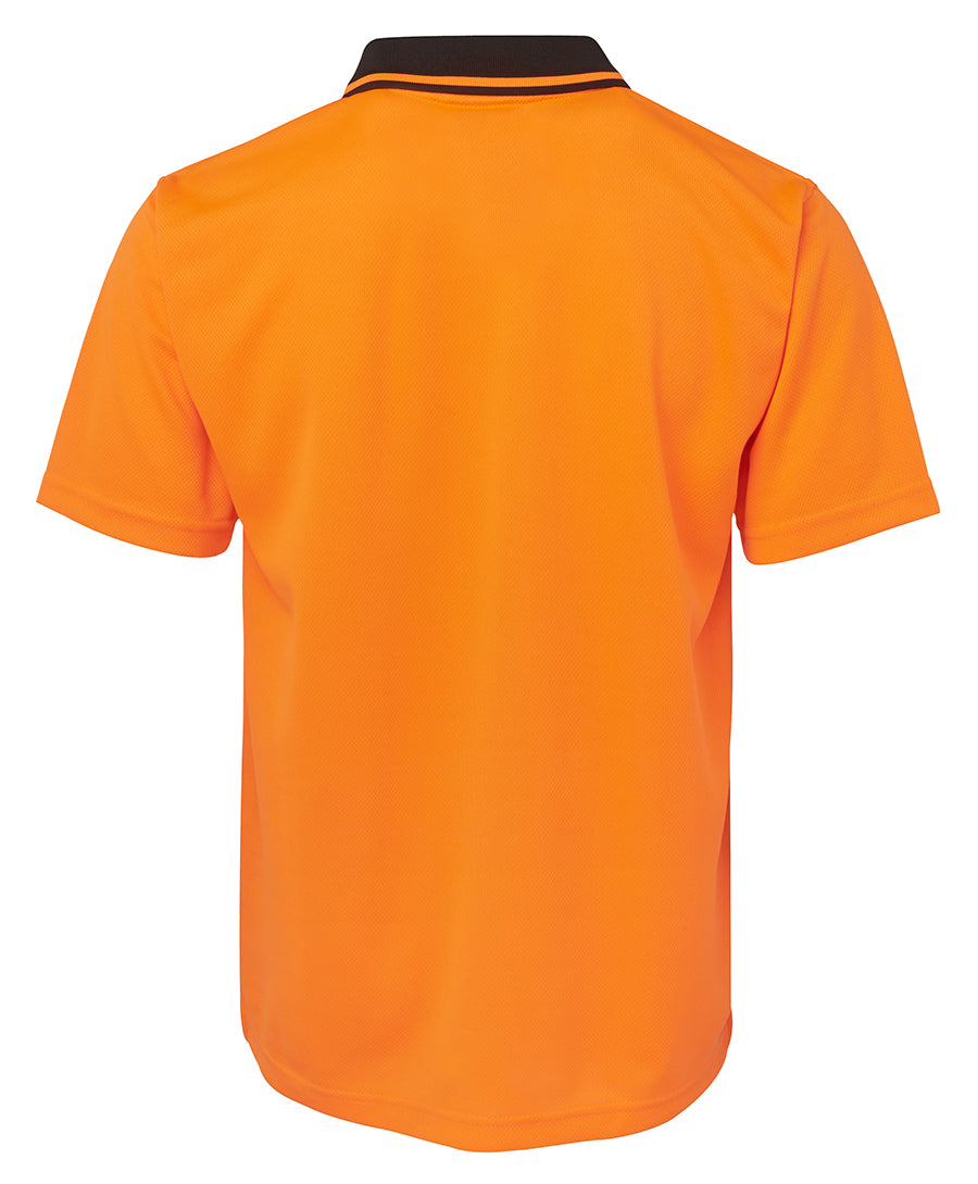 JB's Adults and Kids Hi Vis Non Cuff Traditional Polo - Orange/Black - Back