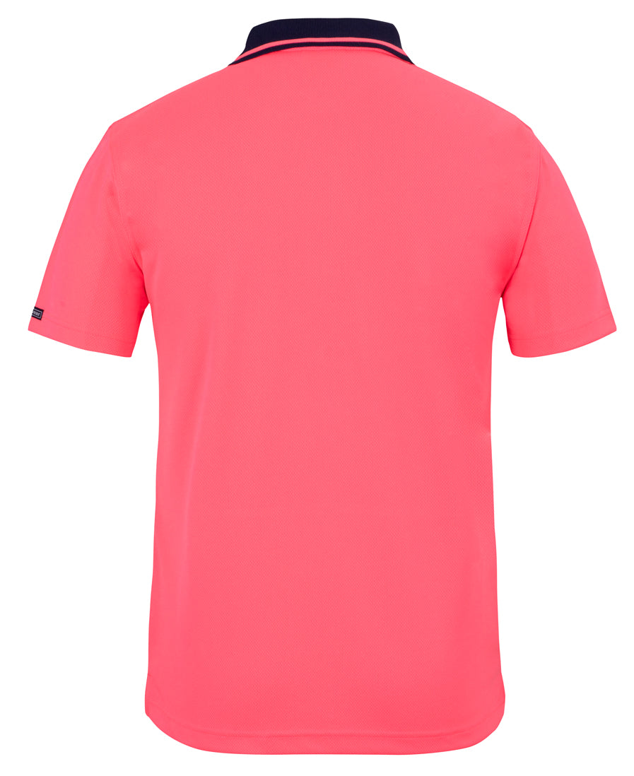 JB's Adults and Kids Hi Vis Non Cuff Traditional Polo - HV Pink/Navy - Back