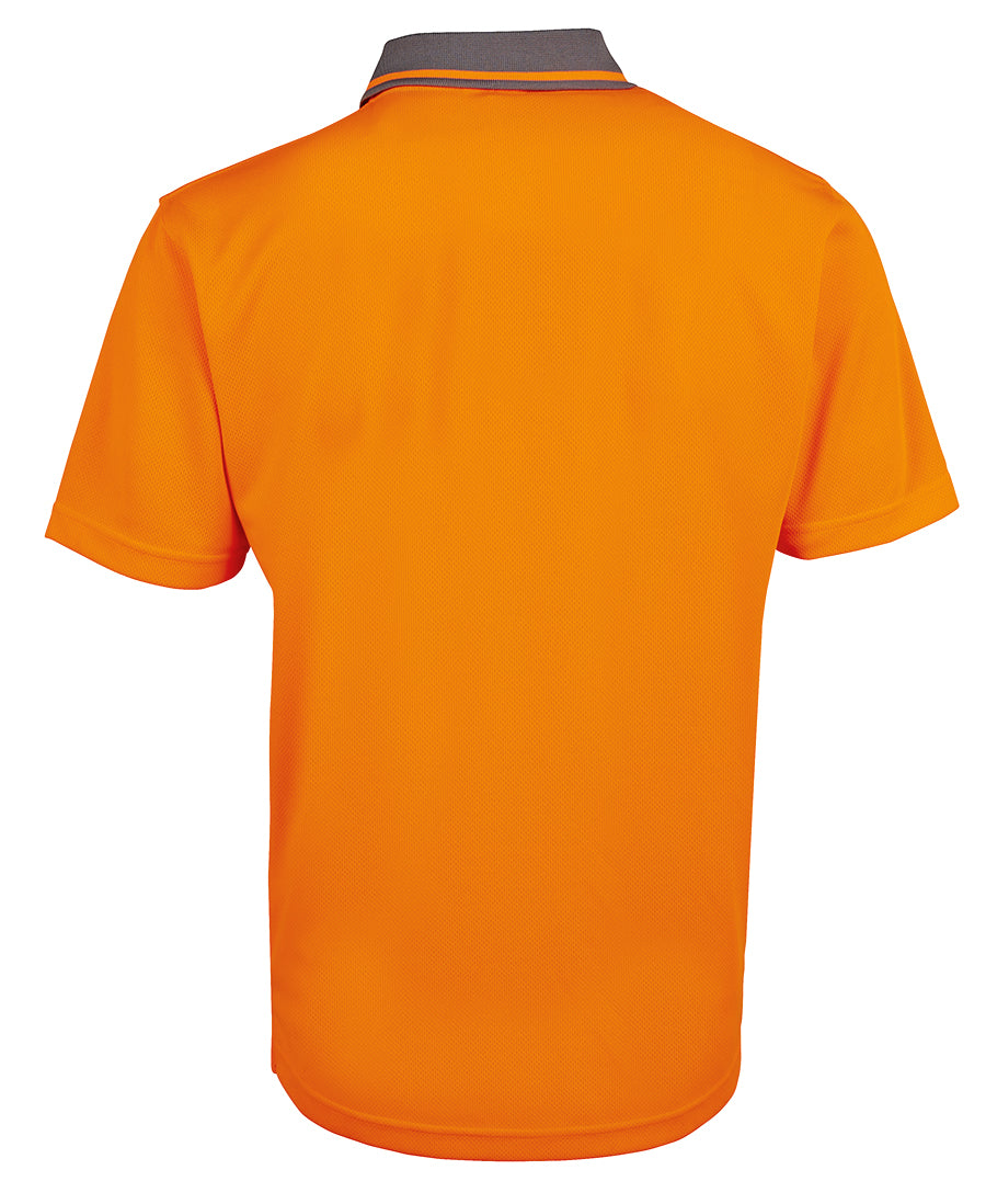 JB's Adults and Kids Hi Vis Non Cuff Traditional Polo - Orange/Charcoal - Back
