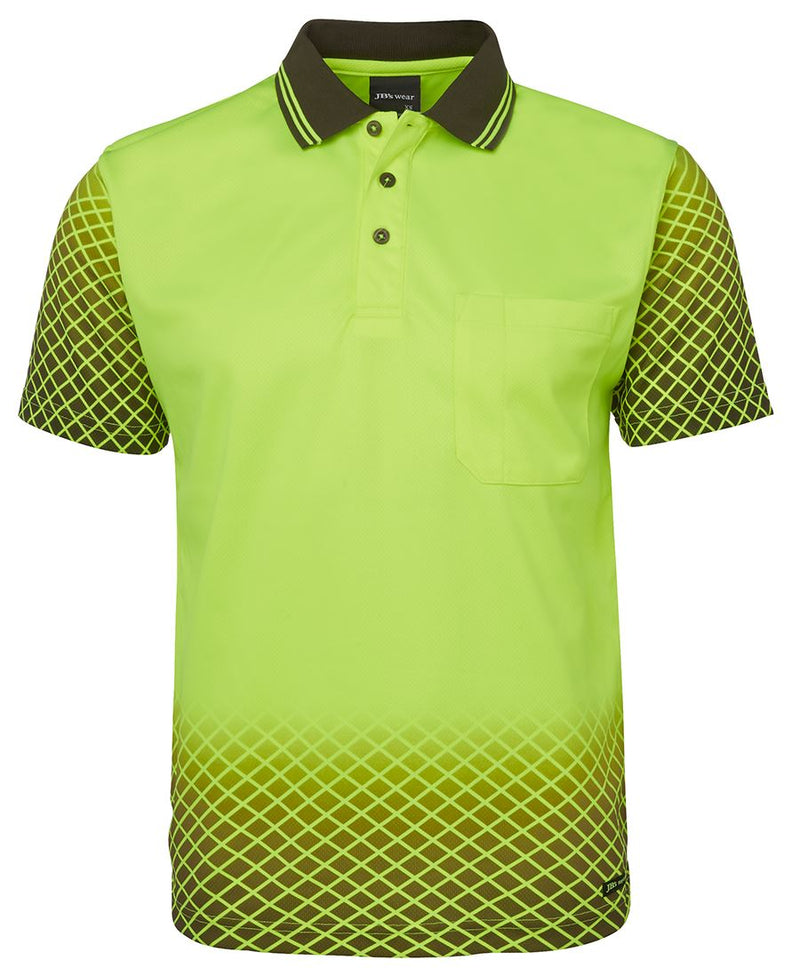 JB's Hi Vis Net Sub Polo - Lime/Black - Front