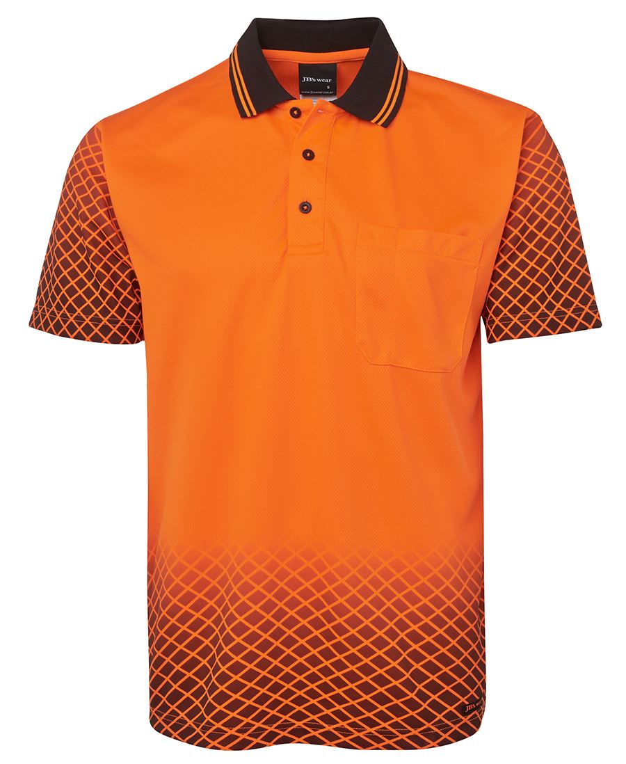 JB's Hi Vis Net Sub Polo - Orange/Black - Front