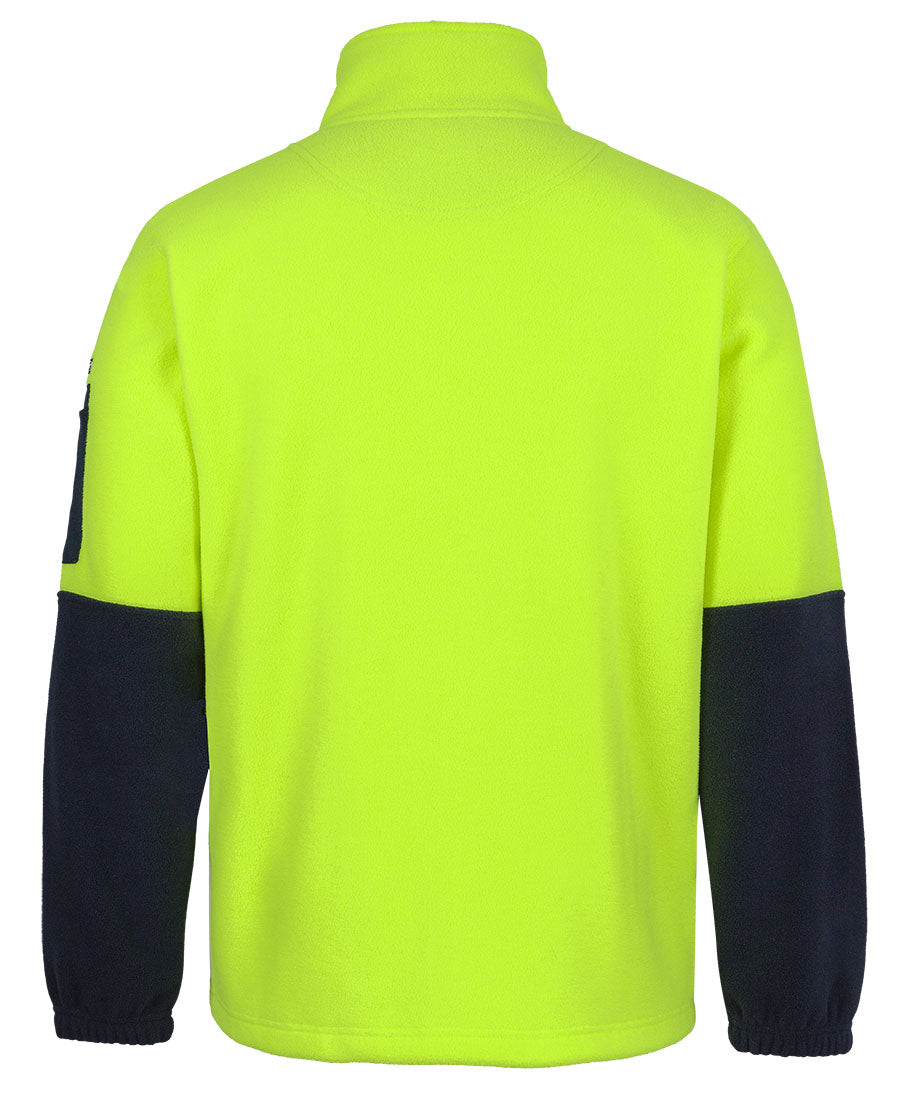 Hi Vis Full ZIp Polar Fleece - Lime/Navy - Back