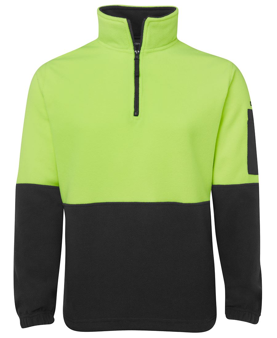 JB's Hi Vis 1/2 Zip Polar Fleece - Lime/Black - Front