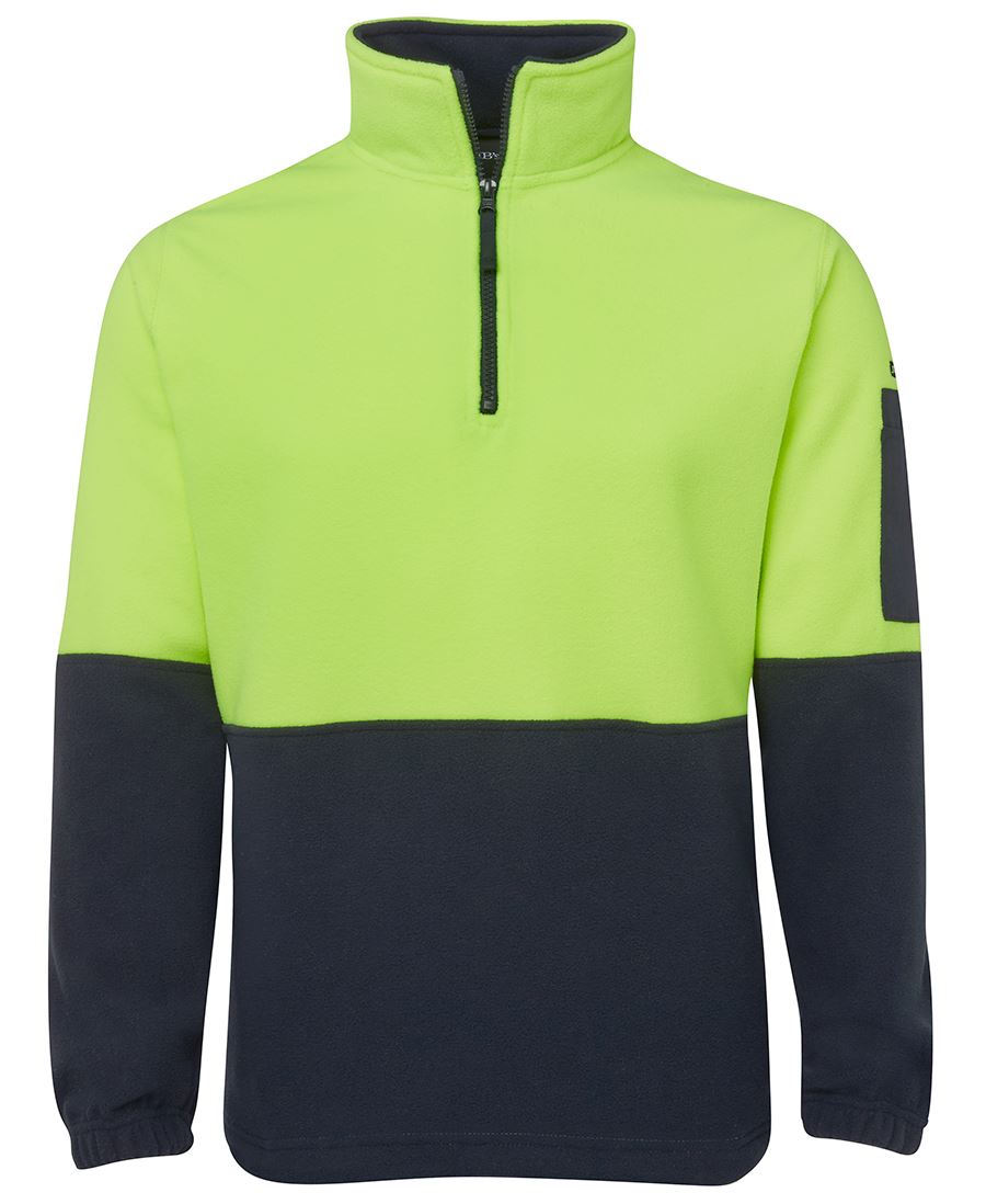 JB's Hi Vis 1/2 Zip Polar Fleece - Lime/Navy - Front
